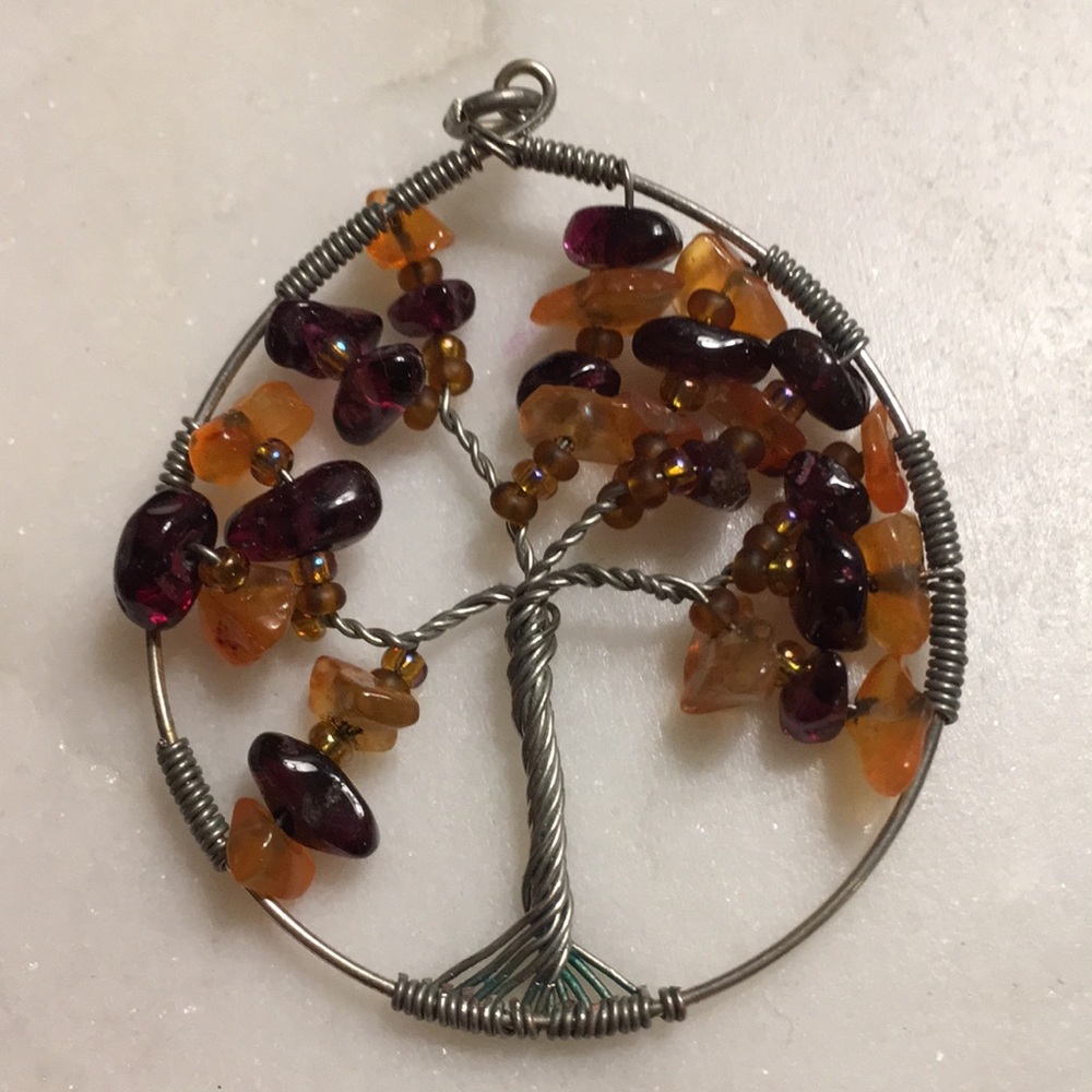Beaded Wire Tree Pendant - Picture 2 of 4